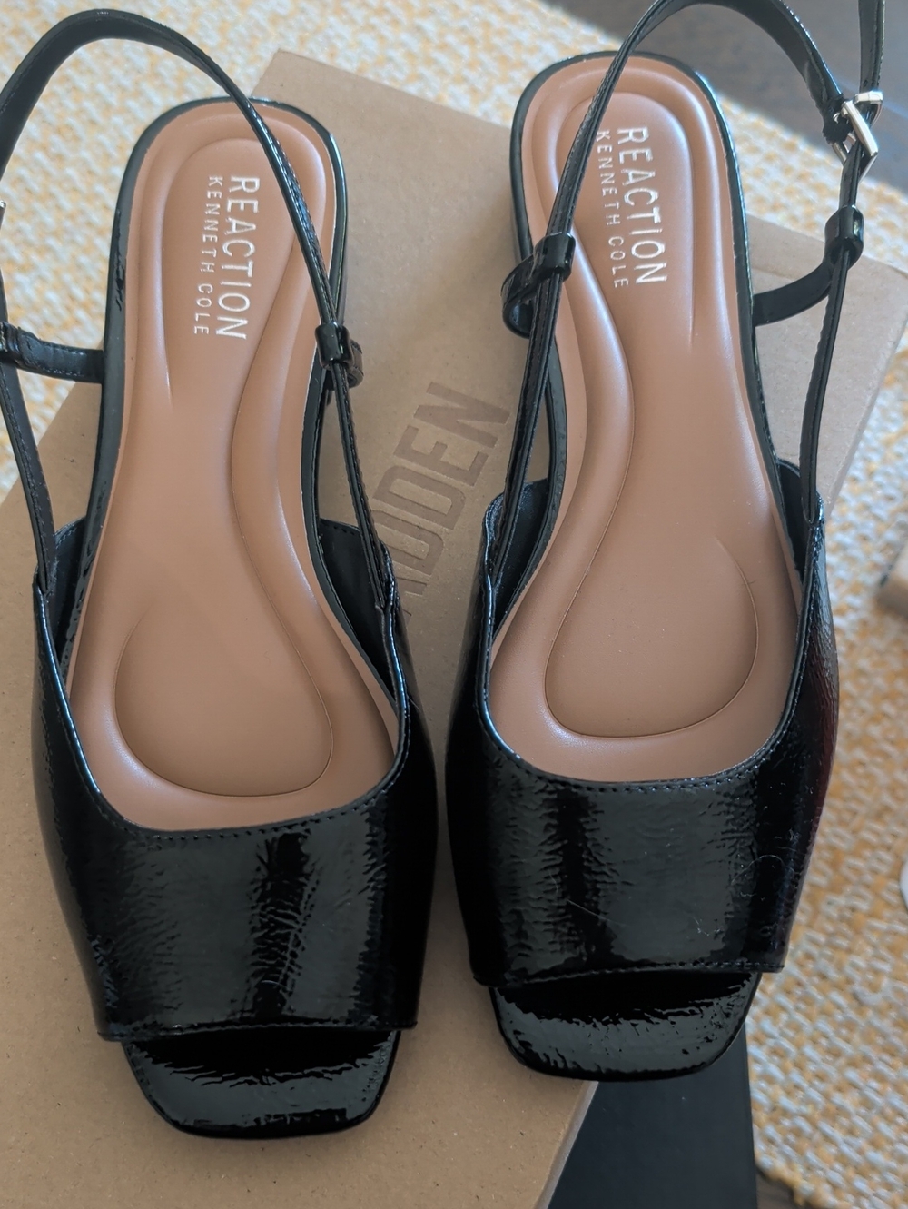 Reaction Kenneth Cole Black Patent Slingback Heels